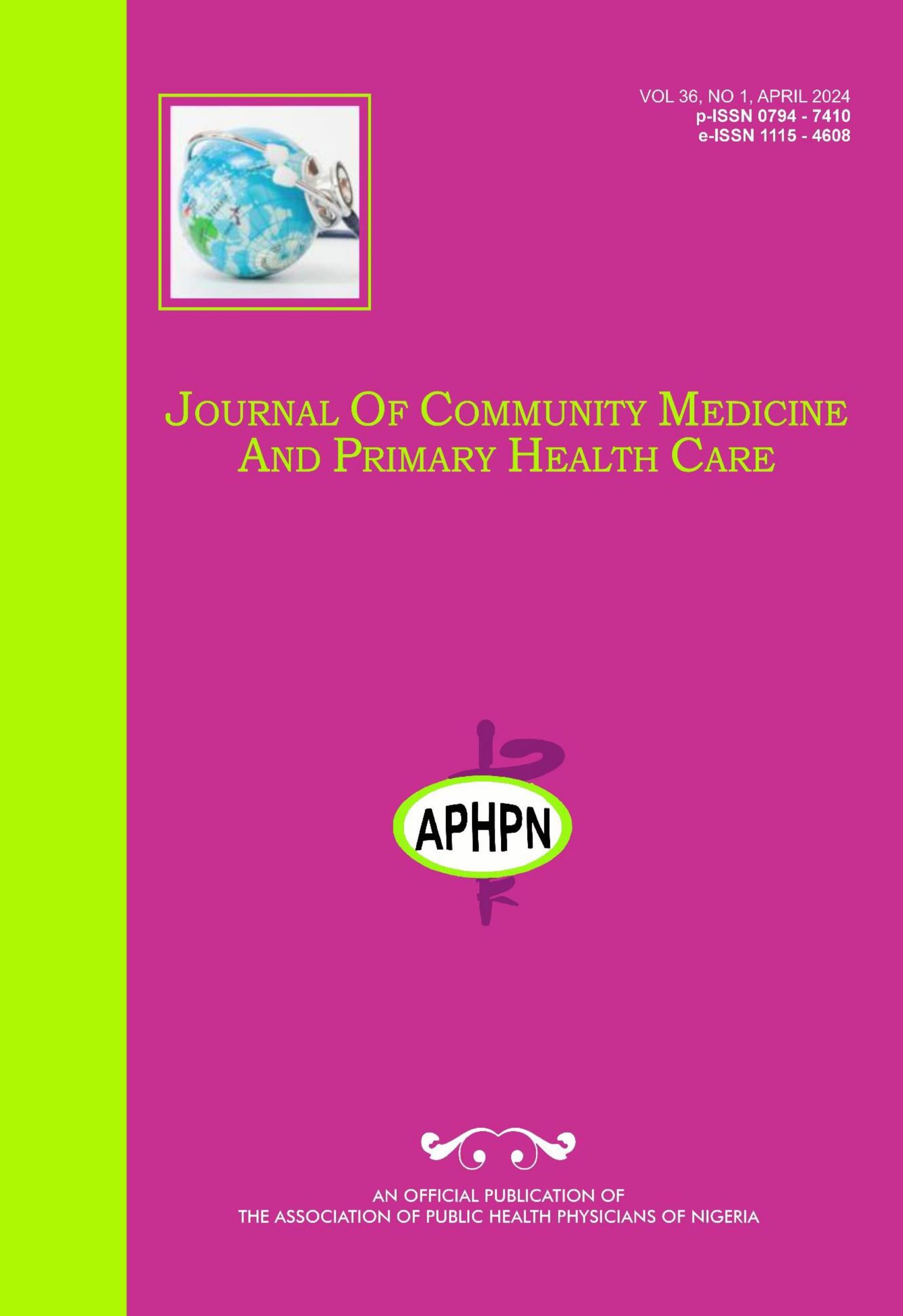 					View Vol. 36 No. 1 (2024): Journal of Community Medicine and Primary Health Care
				