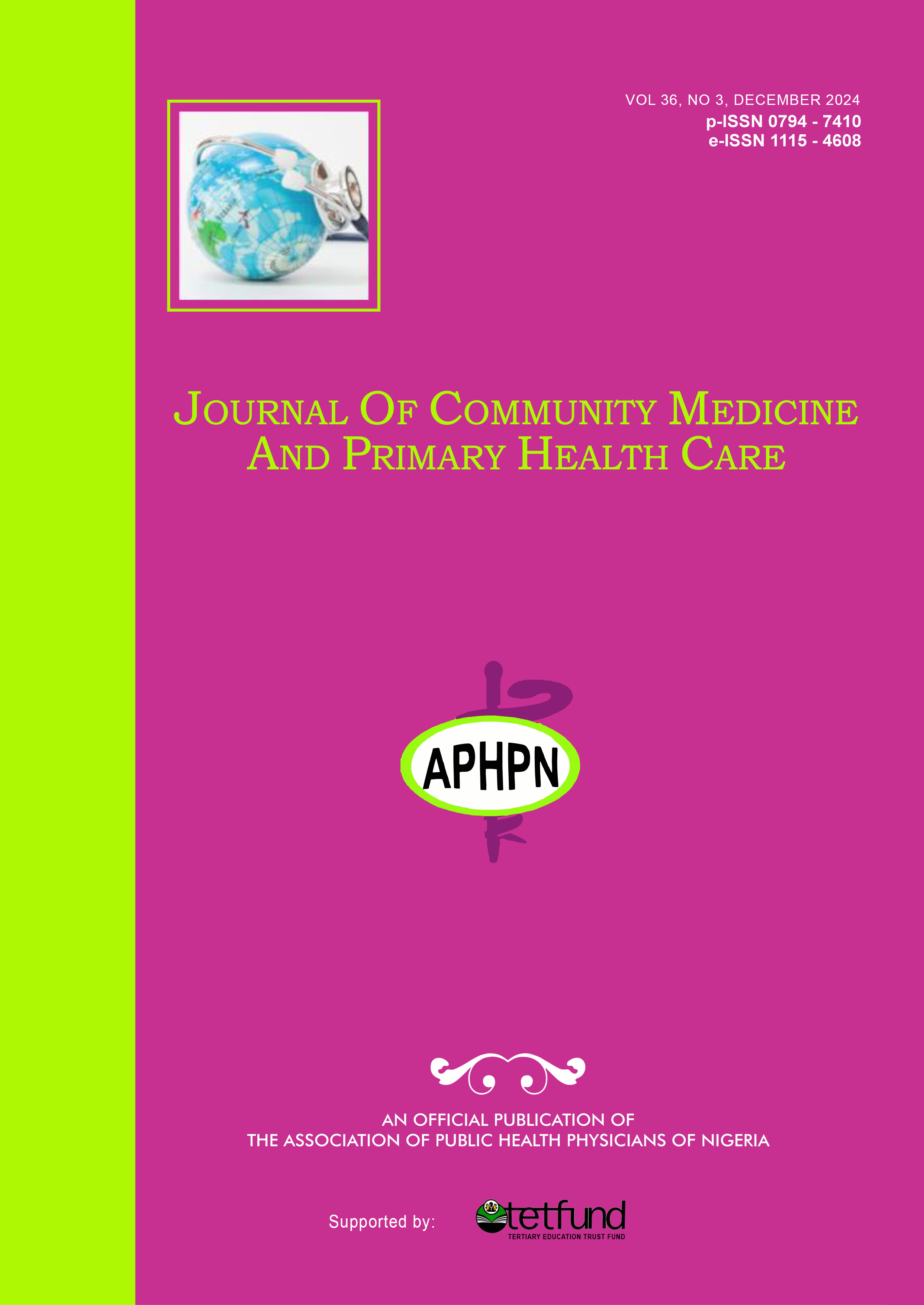 					View Vol. 36 No. 3 (2024):  Journal of Community Medicine and Primary Health Care (JCMPHC)
				